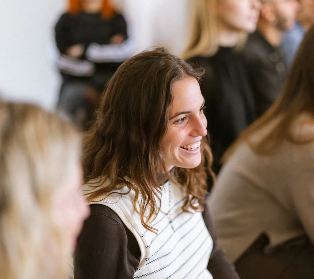 Therapists in conversation at an It's Complicated community gathering