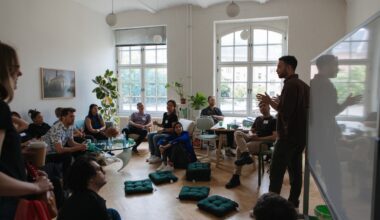 Therapists gathered at It's Complicated HQ