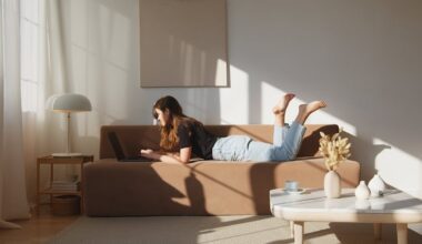 Woman Working On The Sofa