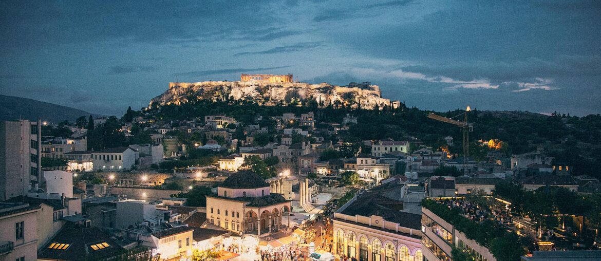 Athina, Greece Lighted Buildings Nighttime