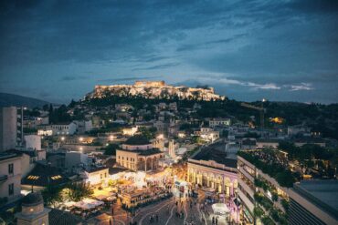 Athina, Greece Lighted Buildings Nighttime