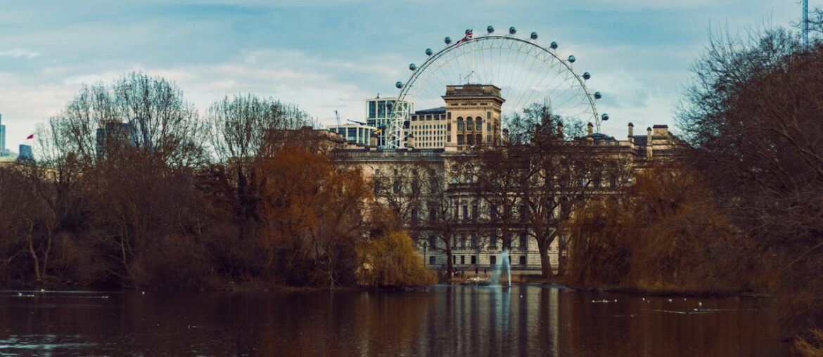 London Eye Overlooking Water in Winter