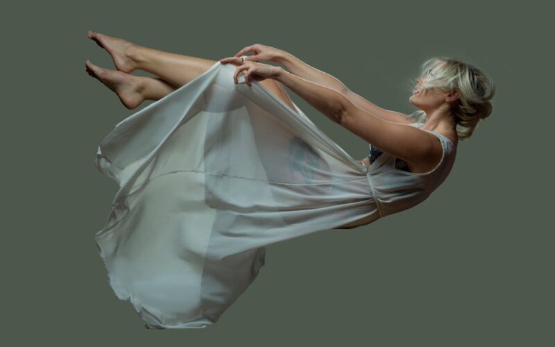 A Falling Woman Wearing a Sheer Dress